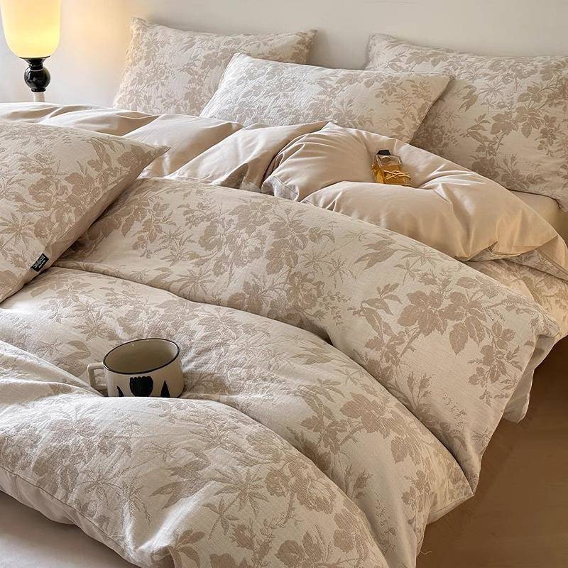 60三S双层2纱花水洗棉提全棉床上四件WOJ套纯棉025春夏被套床单件