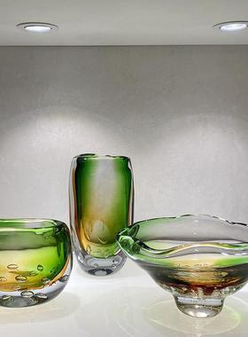 玄琉花瓶璃轻奢现代34148水晶厚重玻水培花瓶果盘摆件客厅关花器