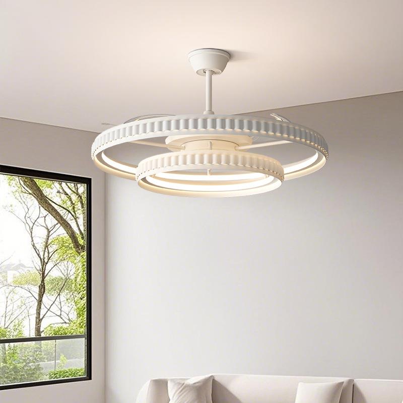 极简智能隐形吊风扇灯家用吸室顶卧房间电扇灯静DAO客厅餐厅扇音