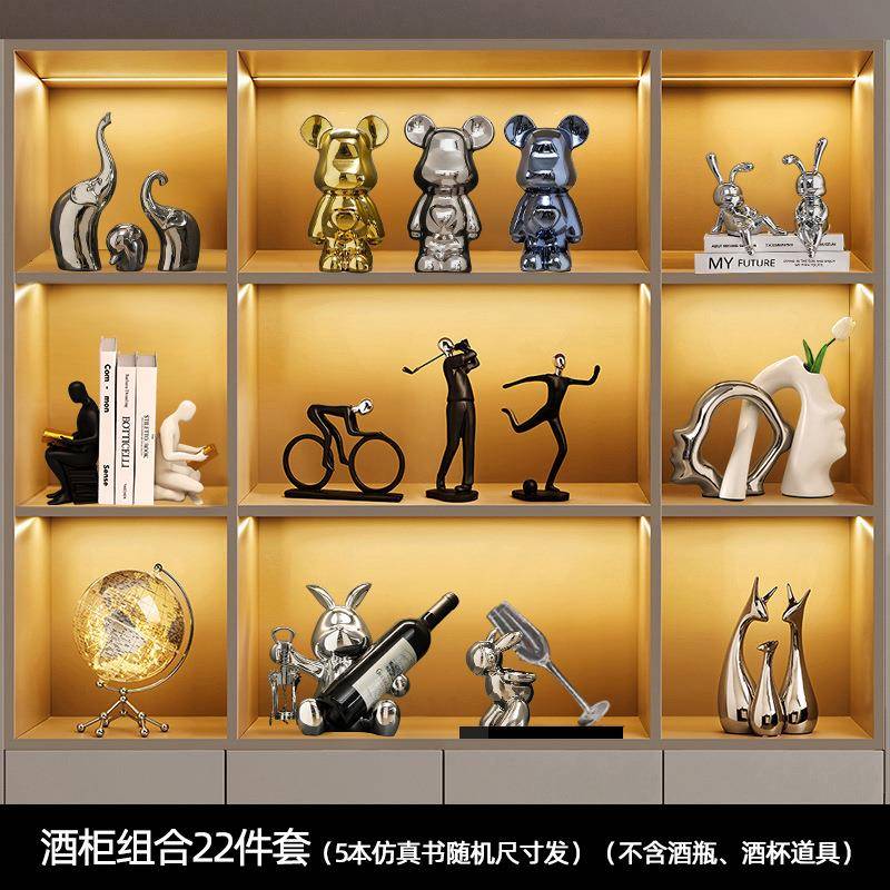 轻奢高软档酒柜装饰品摆件关代玄客厅办公EVQ现室书柜家居软装装