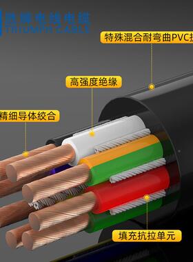 高5柔拖链线25587*18芯0.平方耐弯折100W次黑色编码线柔NMZ性软芯