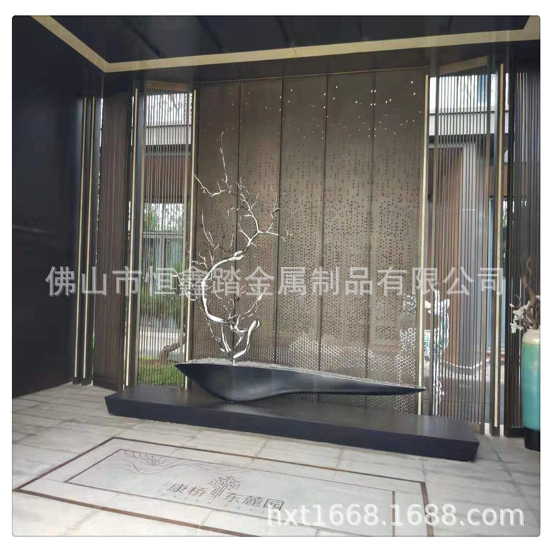 不锈钢抽象迎客松圣诞树雕塑