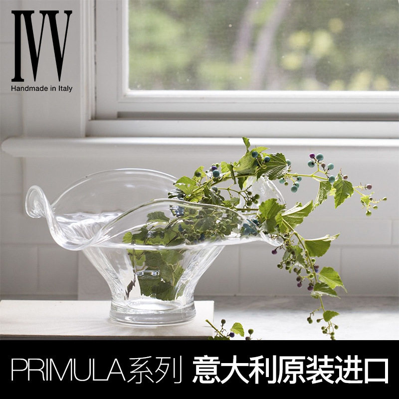 意大利ivv水晶花瓶家用客厅玄关摆件创意大号玫瑰百合花器插花