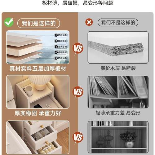 小床头柜型储物收纳一体卧室床边窄夹极缝小柜子简DOR柜易迷你置