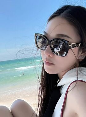 小香墨镜女黑色防紫外线凹造型街拍复古风显瘦辣妹高级感太阳眼镜