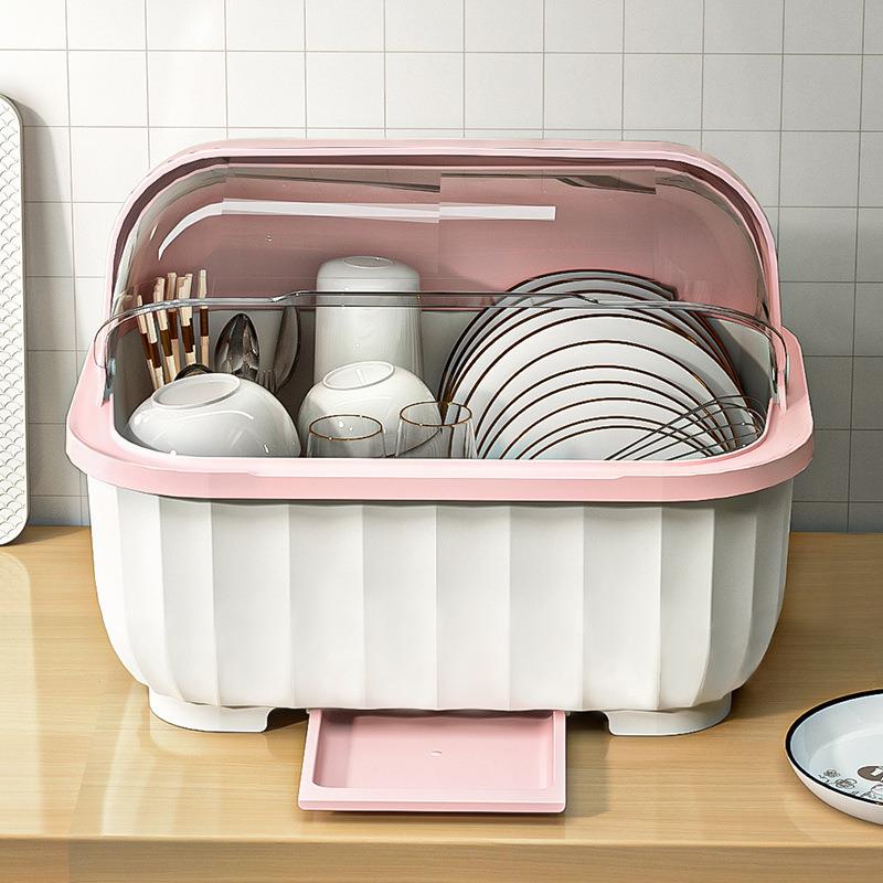 直销新款厨房沥水碗柜带盖放碗箱装碗碟碗盘餐具家用小型置物架碗