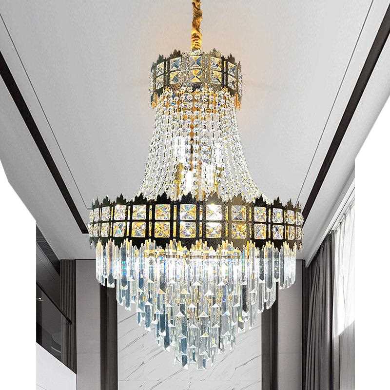 直销新款欧式水晶吊灯现代客厅灯简约客厅吊灯复式楼酒店大厅别墅