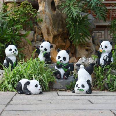 户外庭院装饰仿真动物熊猫摆件花园草坪景观园林树脂工艺品雕塑