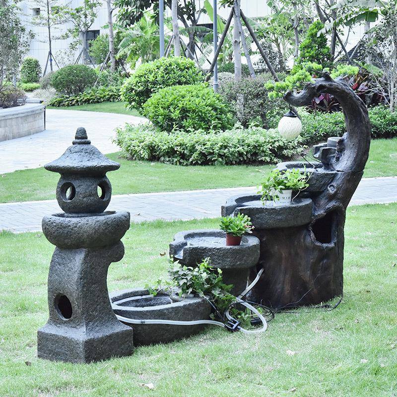 创意流水石磨喷泉室内阳台加湿器庭院田园景观落地风水装饰品摆件