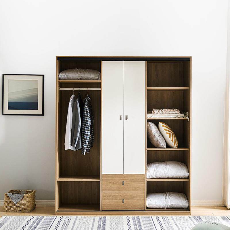 全屋定制实木衣柜实木板柜开放层式帽间衣平Y01开拉门柜多门厂家