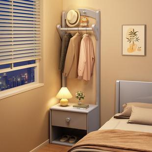 实木床头小柜457挂衣架一卧入室落地衣帽架带抽屉户置体物架型收