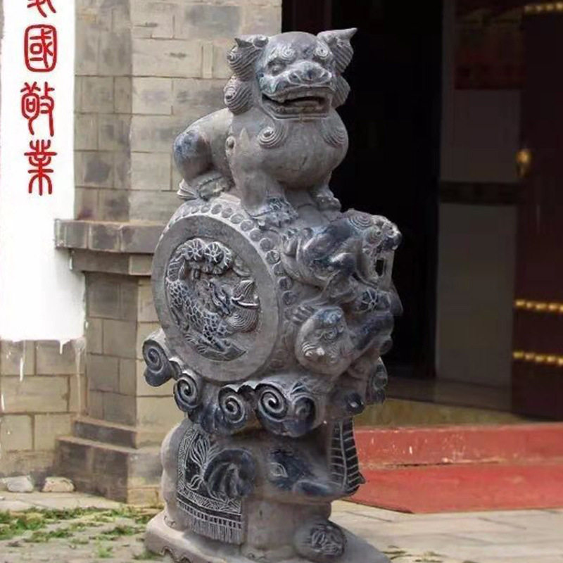 现货仿古石雕抱鼓石门墩