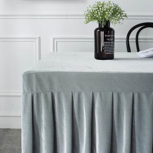 可F96HS6M6订厚会布议金丝桌布桌裙办公签到台绒冷餐会加议室桌新