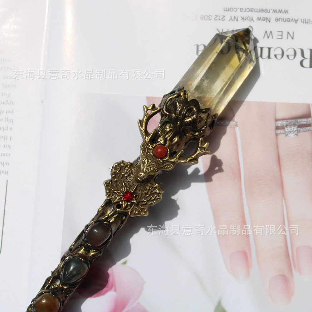 28-30cm天然黄水晶手工魔法杖