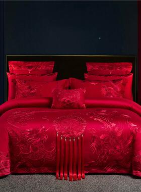 古道四边送高大端婚庆件套AL-65305精美重工刺绣红结婚多件套婚礼