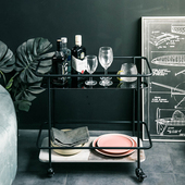 北欧沙发边几岩板商用小推车极简角几客厅边桌小茶几