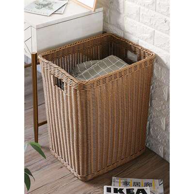 北欧脏衣服收纳筐仿藤编酒店民宿浴巾筐洗衣篮衣物换洗脏衣篓之满