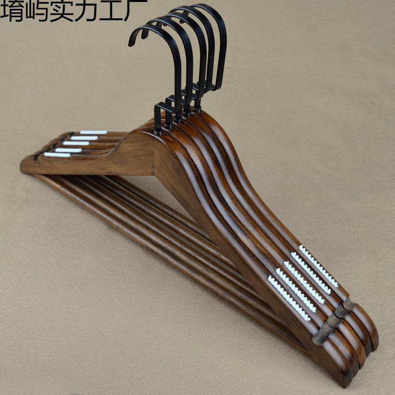 复古实木衣架成人衣撑裤架服装店木质衣架酒店防滑无痕木头衣