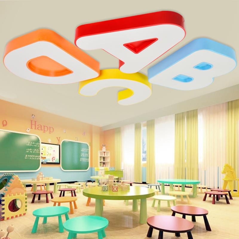 幼儿园教室灯早教卧室儿童房卡通吸顶灯 LED英文字母灯ABCD