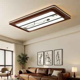 宋氏美学吸顶灯中古风胡桃木色大厅主灯2025新款复古氛围感客厅灯