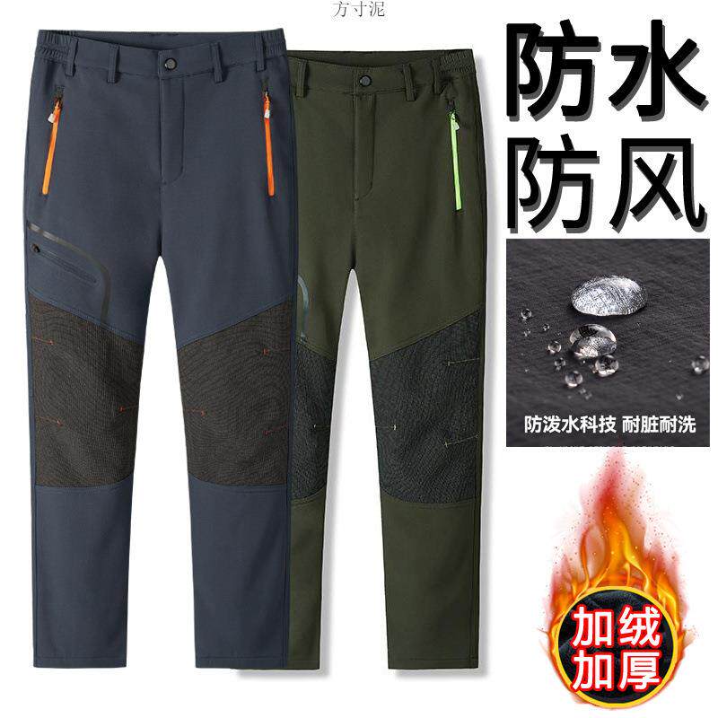 冲锋裤男防风加绒加厚防寒保暖软壳登上速干抓绒一体工装裤女外贸