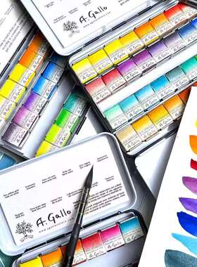 现货-意大利Agallo艺术家手工研磨固体水彩颜料套装