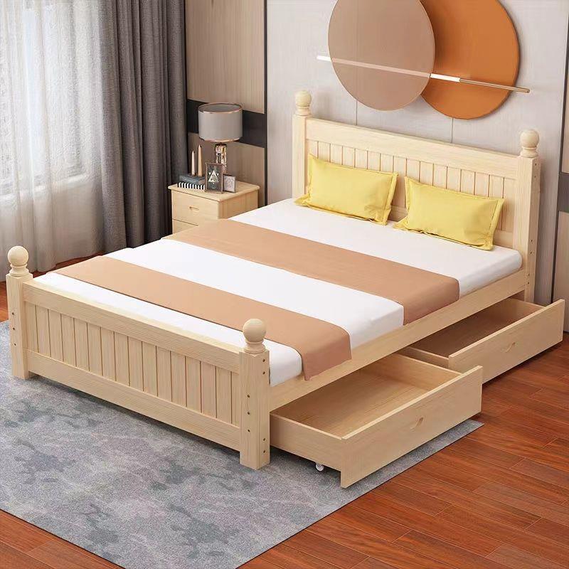 全实木床现代简约1.5m主卧双人大床出租房用单人床1米2米简易床