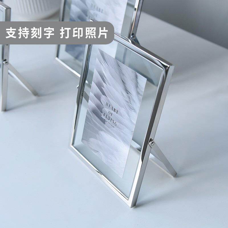 透明108寸感相册7摆台水晶金属轻奢寸6寸高级相框寸现代简约玻璃