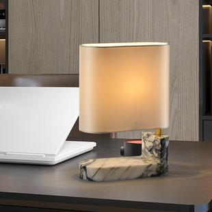 跨境大理石台灯卧室床头布艺装饰台灯厂家创意简约书房led灯