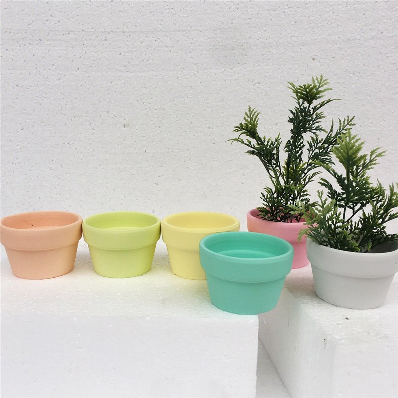 速发【新品上架】花盆陶土大口径陶带托彩色浅盆水仙专用花盆矮盆