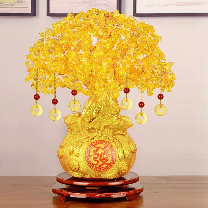 现货速发黄水晶发财树摆件酒柜装饰品家居客厅玄关小摇钱树开业礼,家居饰品,桌面摆件,淘宝优惠券,粉丝福利购,淘宝优惠卷