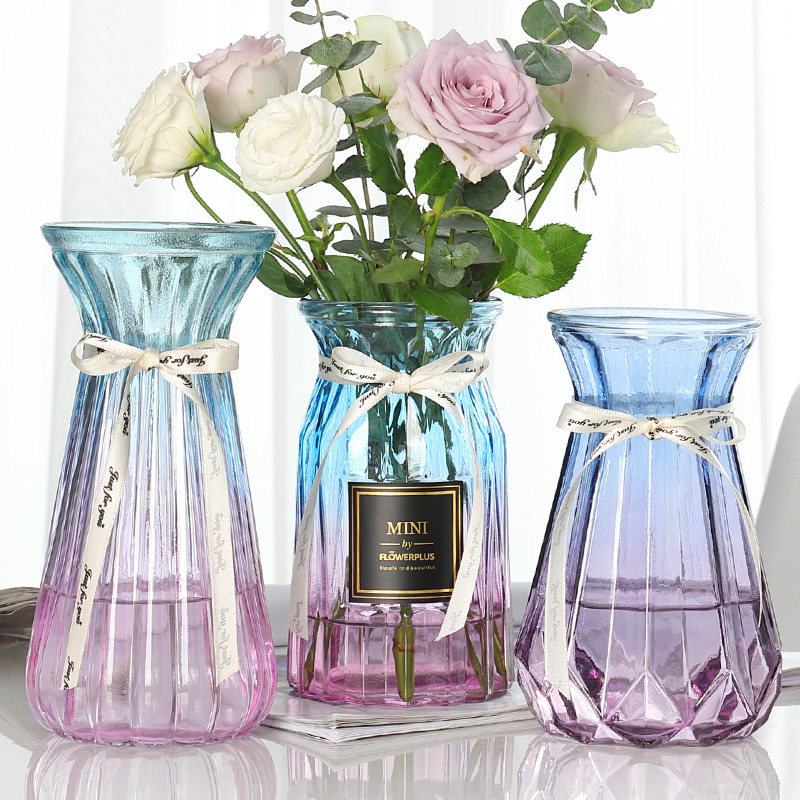 速发玻璃花瓶透明水养富贵竹玻厅花瓶意花花瓶创干客璃插摆件