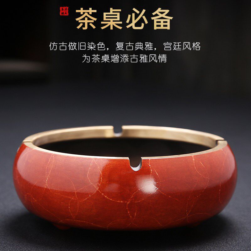 速发纯黄铜个性创意烟灰缸家用客厅酒店茶桌老板办公桌用高端铜制