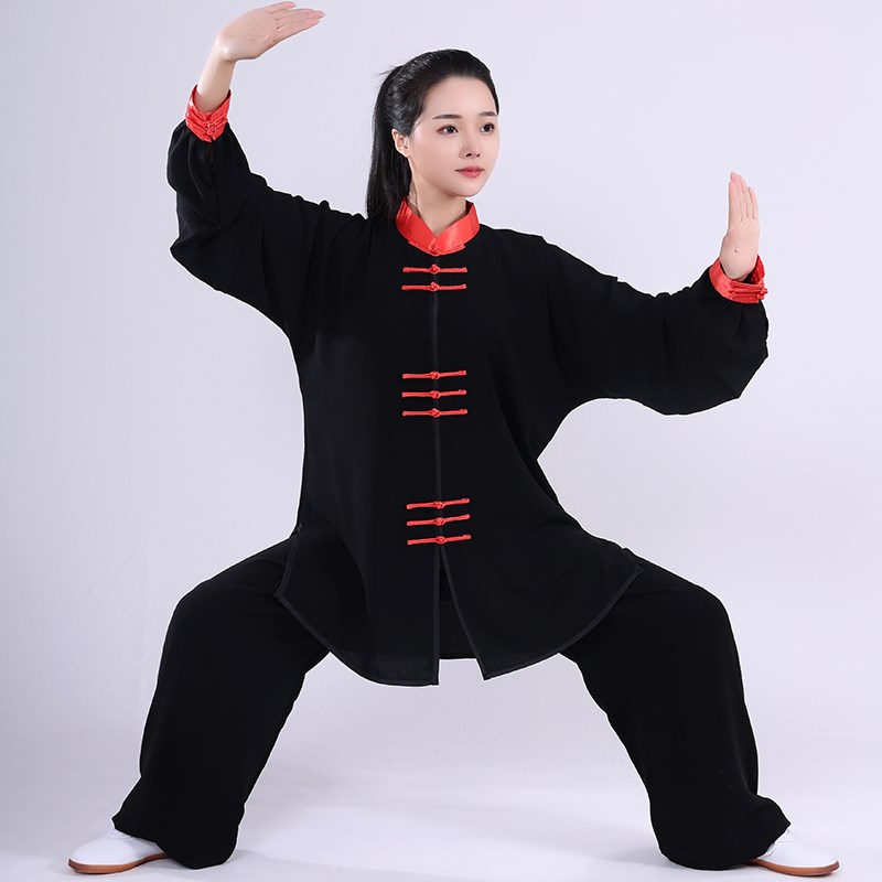 速发新款太极服星光麻练功服男武术表演服中老年晨练团体演出服套