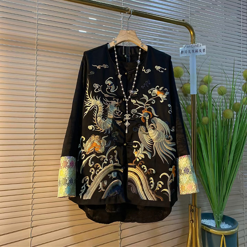 速发胖妹妹新款潮流人尚件古新中式国风重工时味刺绣马甲两复套