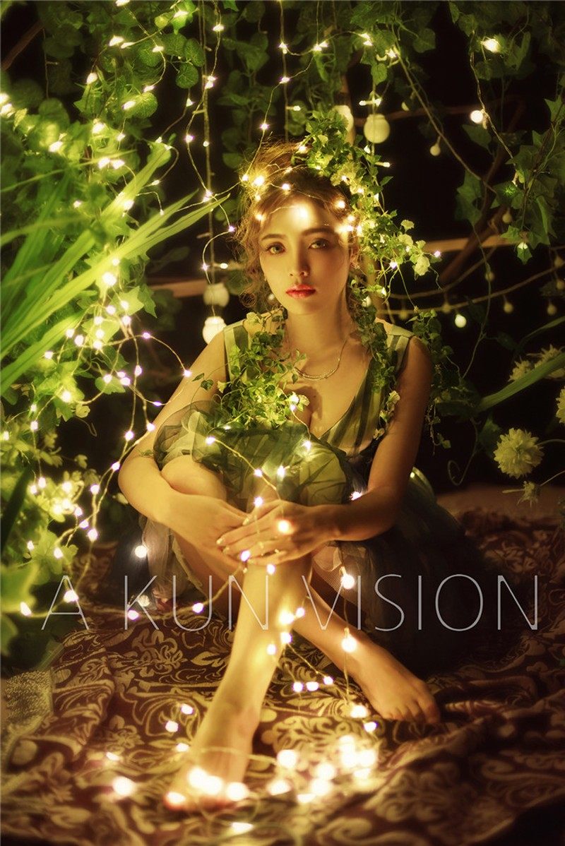 速发208拍新款婚纱外景摄影道具旅1夜景主题样照森林仙子道具 串