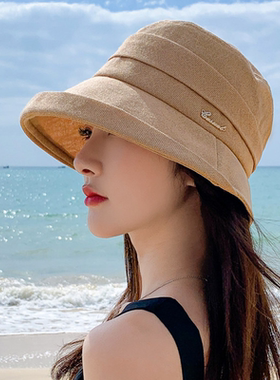 夏季女士大檐渔夫帽可折叠防晒