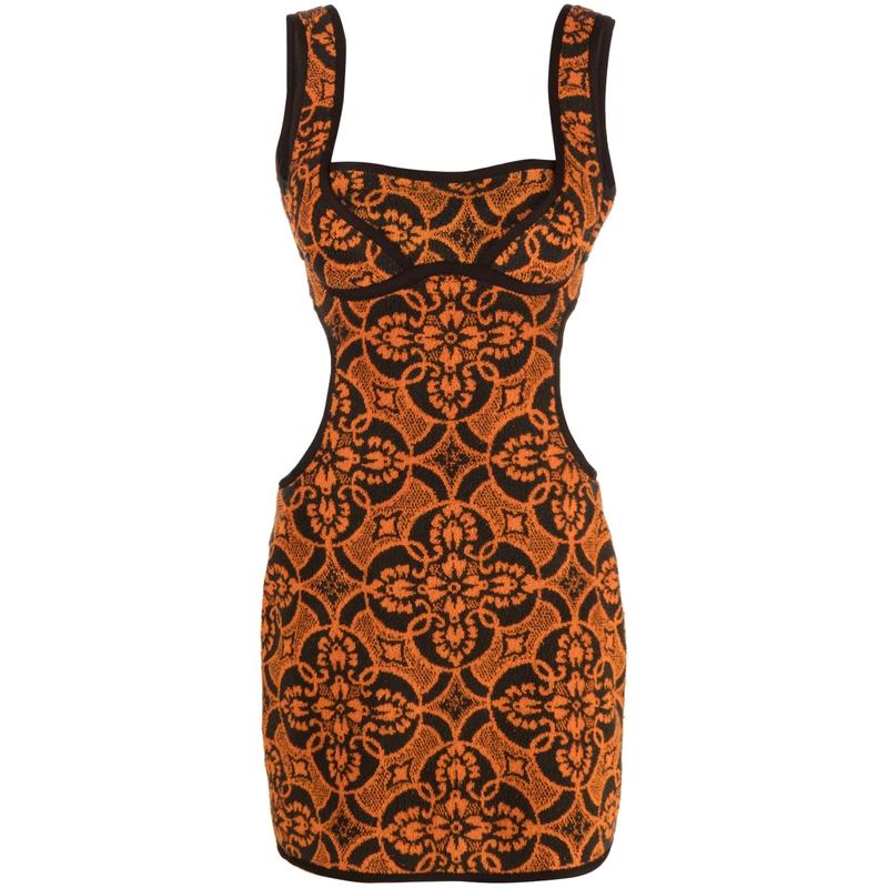 Marine Serre 女士 SS23 短款连衣裙 SERRE 海军风红色连衣裙