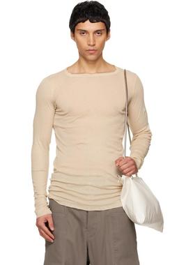 Rick Owens 男士 T恤 灰色 Temple Rib 长袖 T 恤