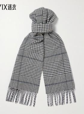 Johnstons Of Elgin 男款流苏犬牙织纹羊毛围巾 迷衣时尚