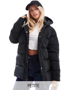 Threadbare 女士 大衣 磨绒小号中长蓬松夹克(黑色)