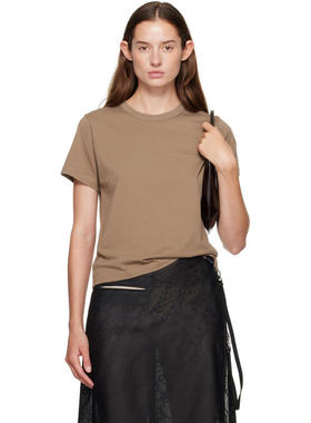 Courrèges 女士 T恤 黄褐色刺绣 T 恤