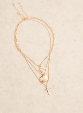 ASOS DESIGN 男士 项链/吊坠 设计多晶石坠饰项链(三件套)(金色)