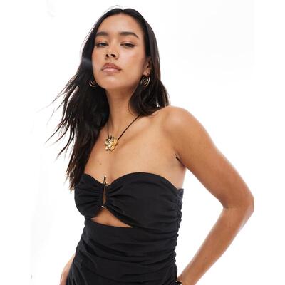 4Th  Reckless 女士 上衣 hardware 抹胸金色剪口(黑色)