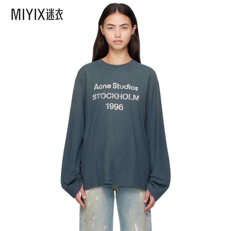 Acne Studios 女款海军蓝 Long Sleeve Logo T 恤 迷衣时尚