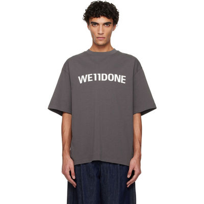 We11Done 男士 T恤 灰色 Large Basic Logo