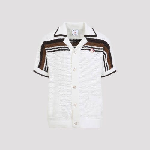 Casablanca 男士 FW26 衬衫 白色棕色短袖针织