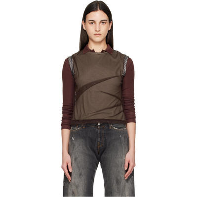 Andersson Bell 女士 背心 棕色 Layered Mesh Tuck  Dart 上装