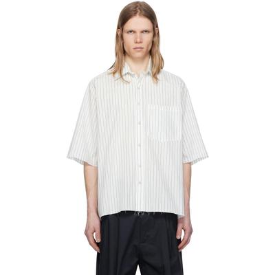 Camiel Fortgens 男士 衬衫 白色  绿色 Striped Boxy 衬衫