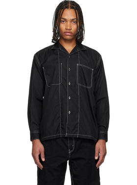 Comme des Garçons川久保玲 男士黑色棉质细平布衬衫